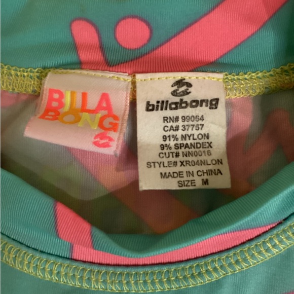 Billabong Teal and Pink Rash Guard - Picture 3 of 3